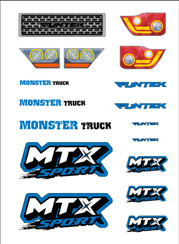 Funtek MTX Blue Stickers Sheet